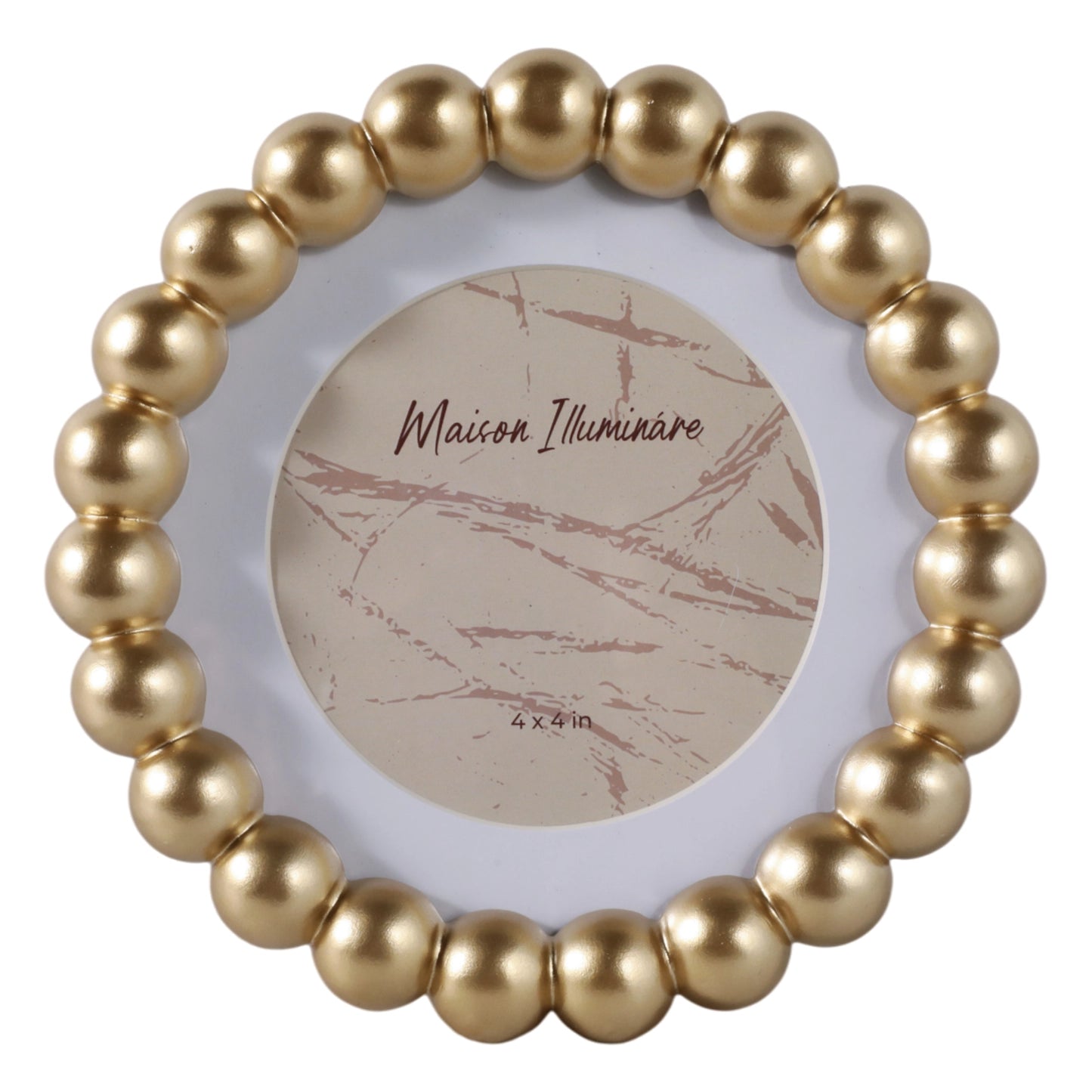 Round Beaded Photo Frame w/ Matte Gold Finish