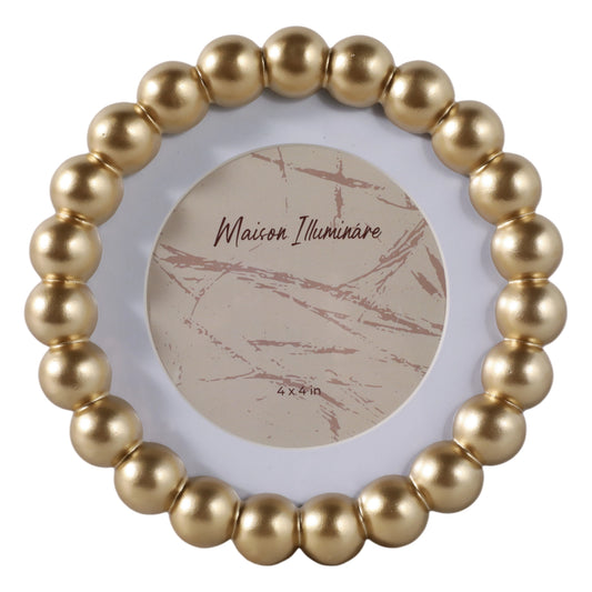 Round Beaded Photo Frame w/ Matte Gold Finish