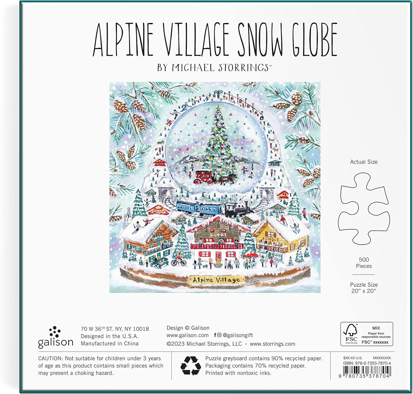Alpine Village Snow Globe 500 Piece Foil Puzzle