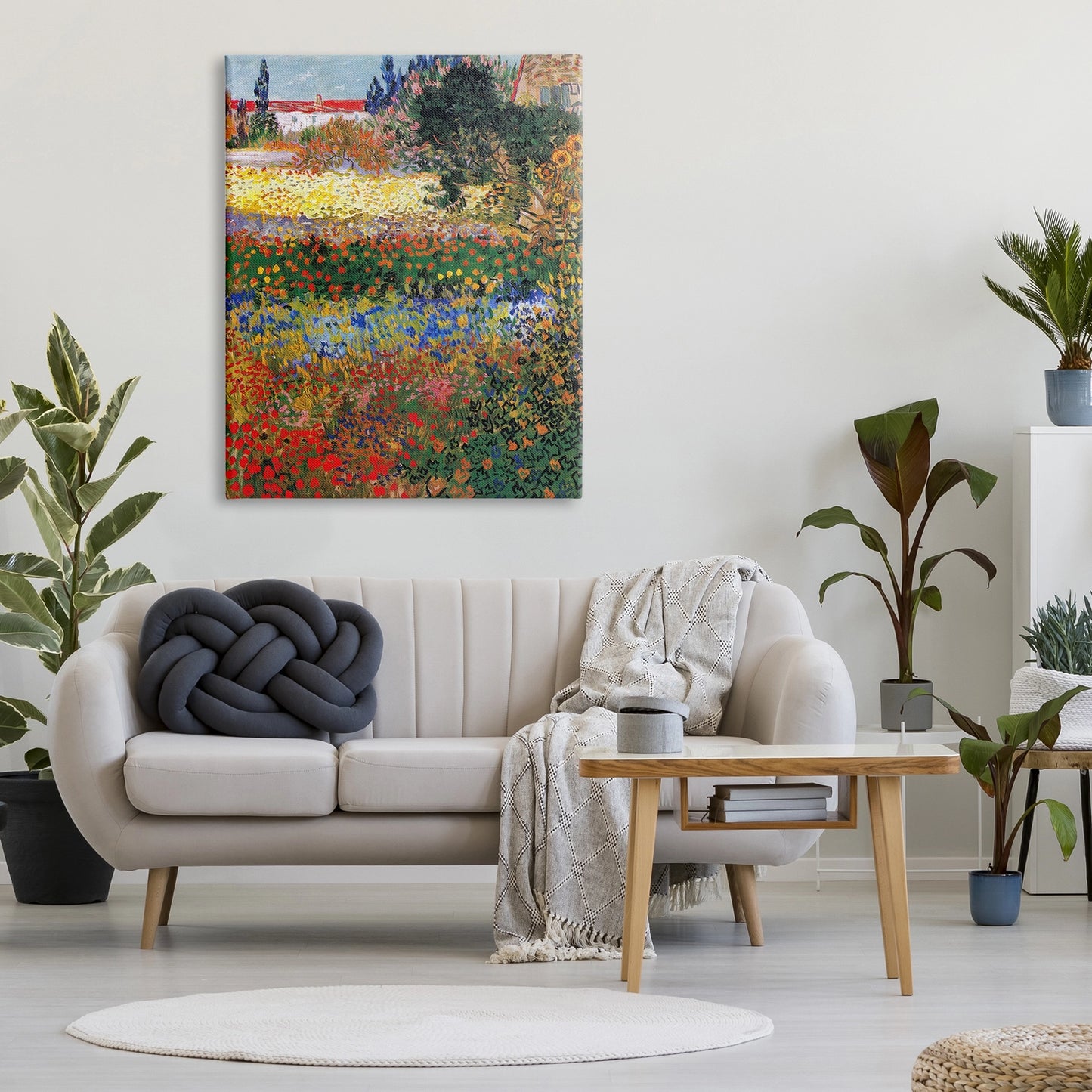 Flower Garden Van Gogh Vivid Painting Canvas Wall Art 36x48"
