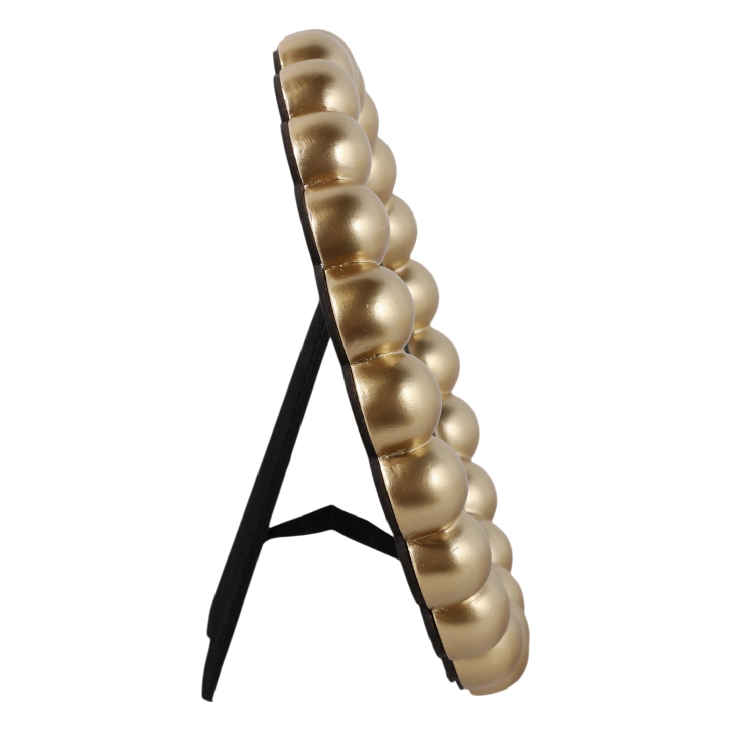 Round Beaded Photo Frame w/ Matte Gold Finish
