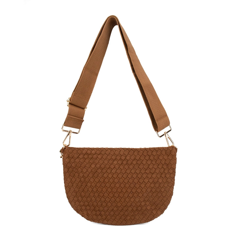 Freya Woven Vegan Suede Crescent Crossbody Bag (4 Colors)
