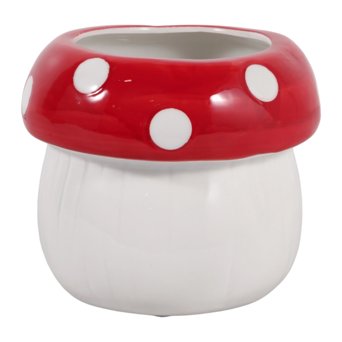 Red & White Toadstool-Shaped Planter Pot