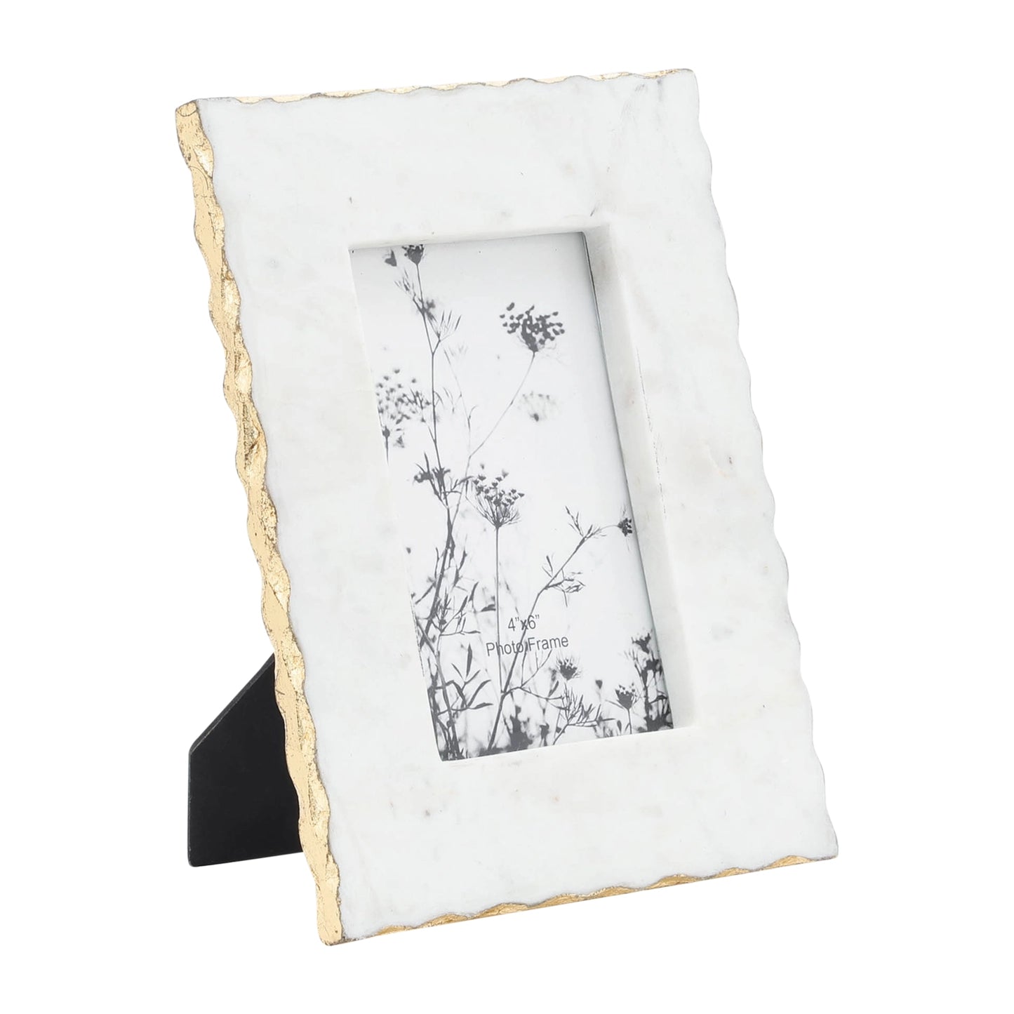 White Marble Photo Frame w/ Gold Jagged Edges