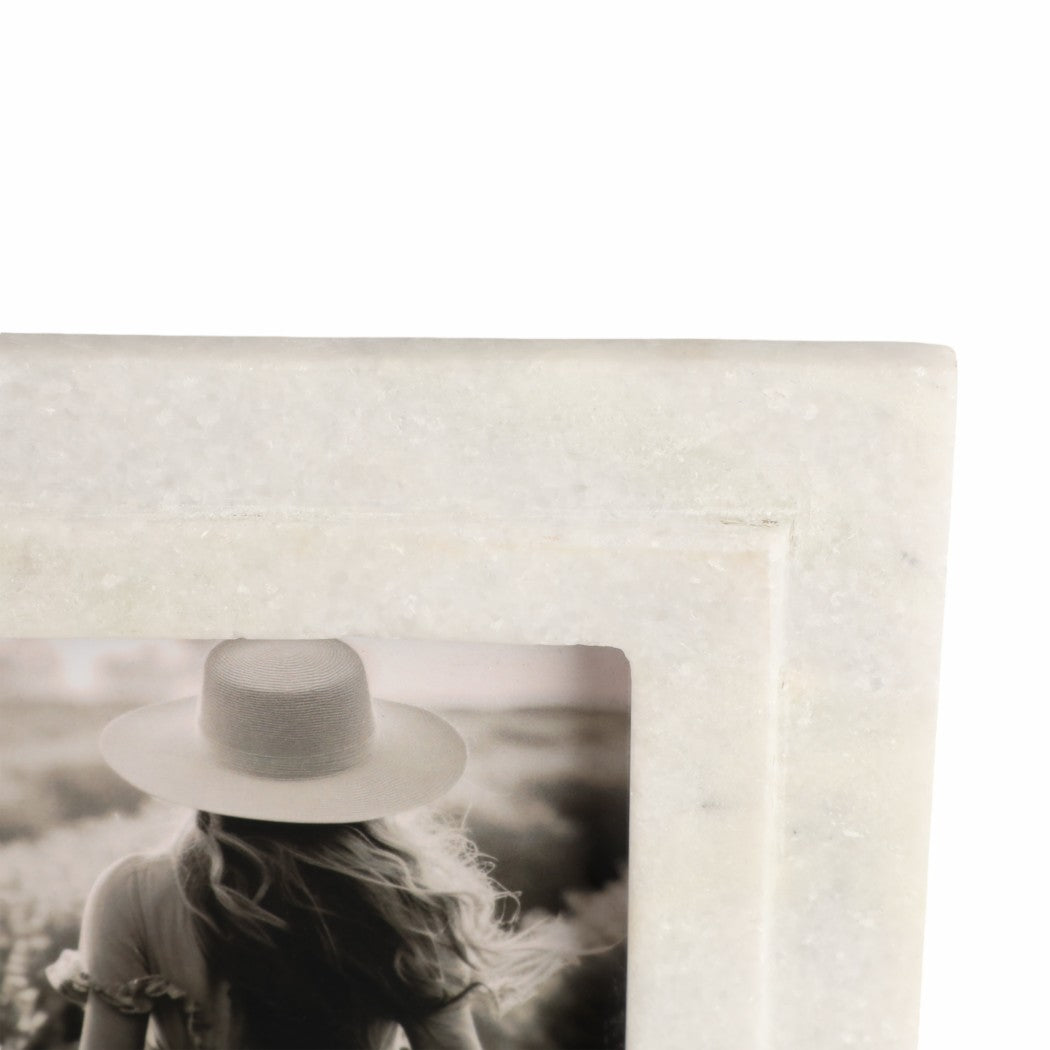 Modern White Marble Photo Frame w/ Beveled Edges