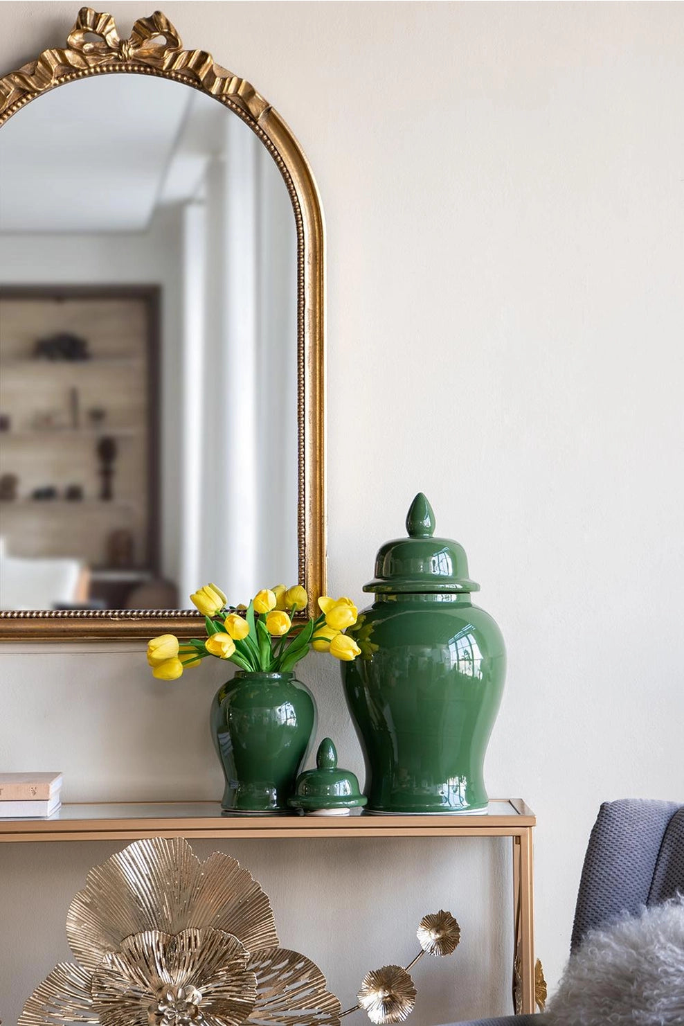 9.5x19" Emerald Ceramic Ginger Jar