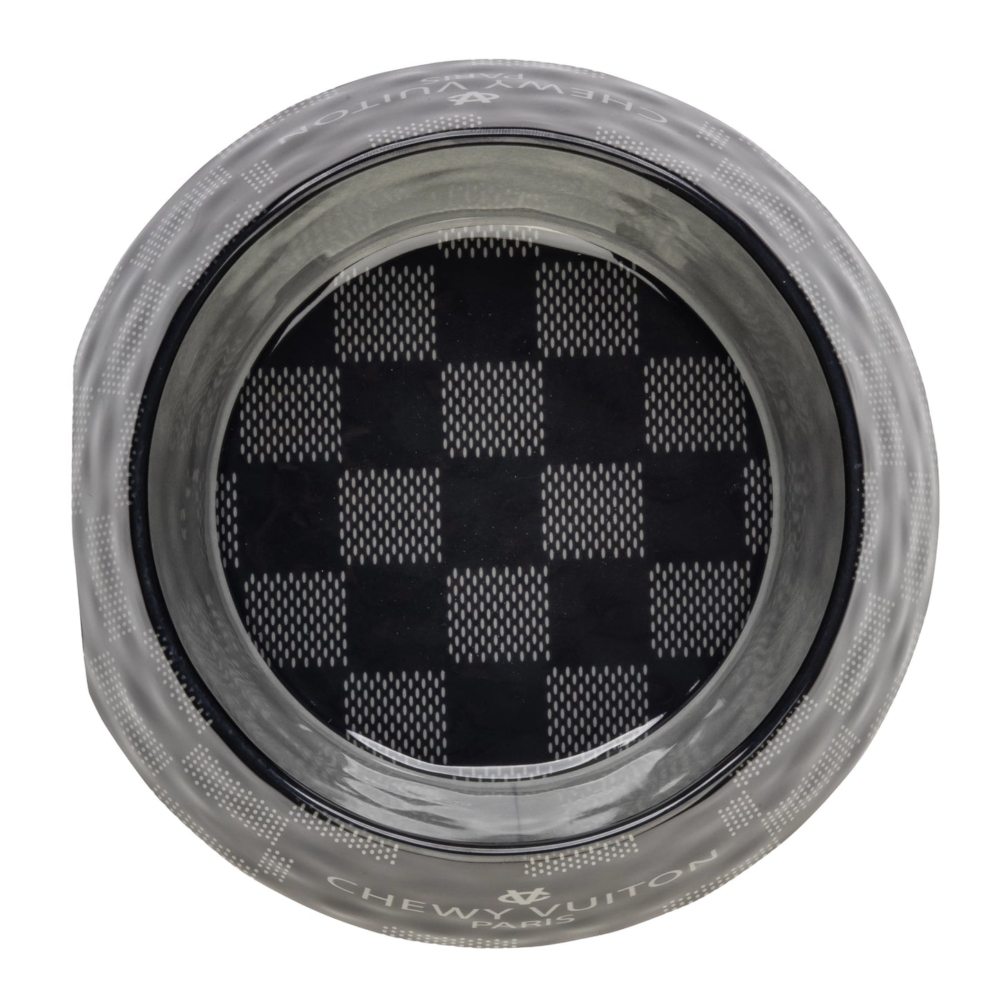 Black Checker Chewy Vuiton Dog Bowl