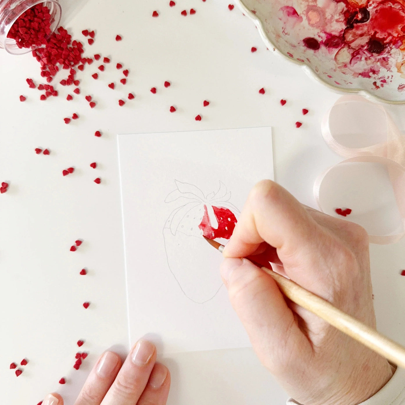 Sweet Treats Valentines Paintable Watercolor Notecard Set by Emily Lex Studio
