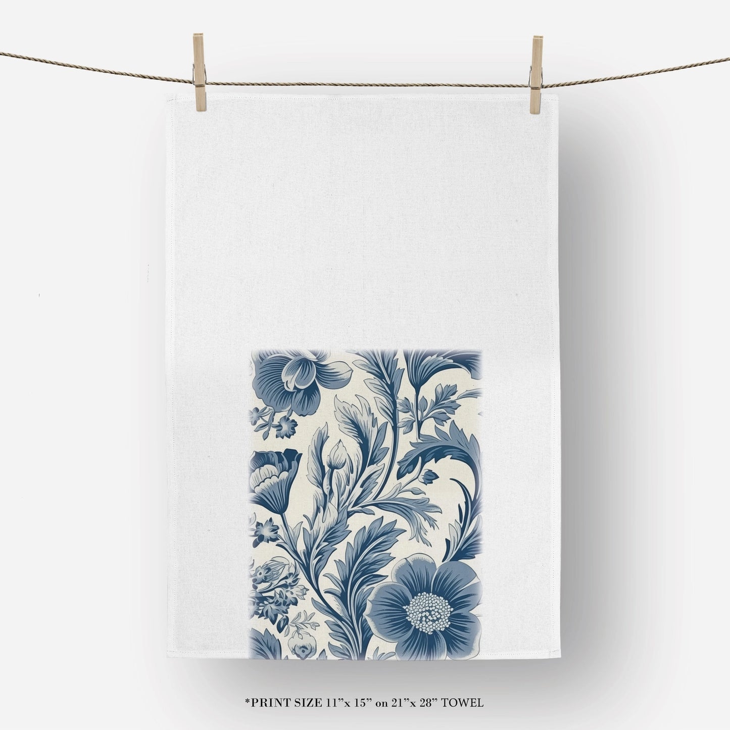 Blue Floral Wallpaper Tea Towel