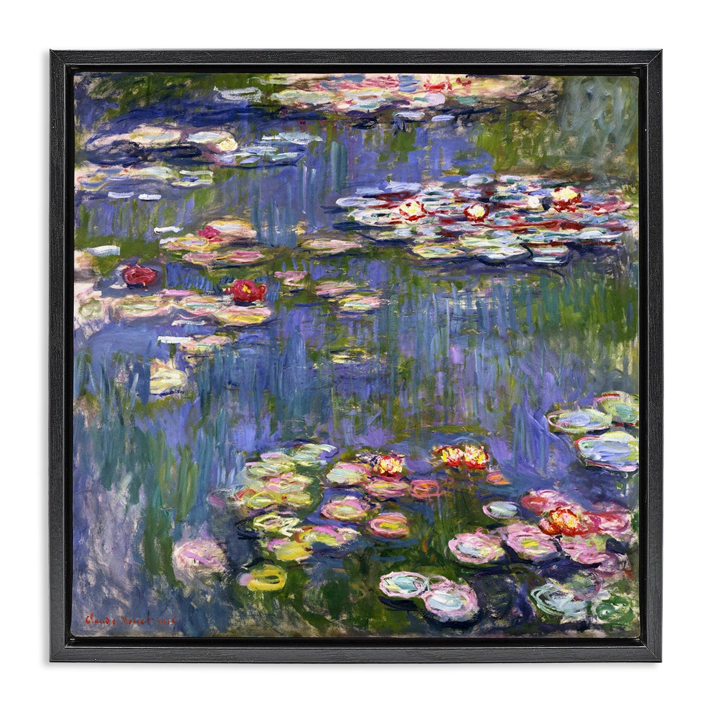 Classical Monet Water Lilies Framed Wall Art 25x25"