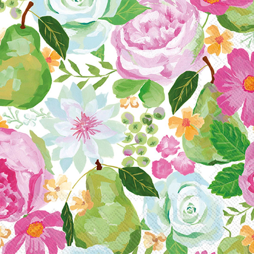 Flowers & Pears Cocktail Napkins (20 pk)