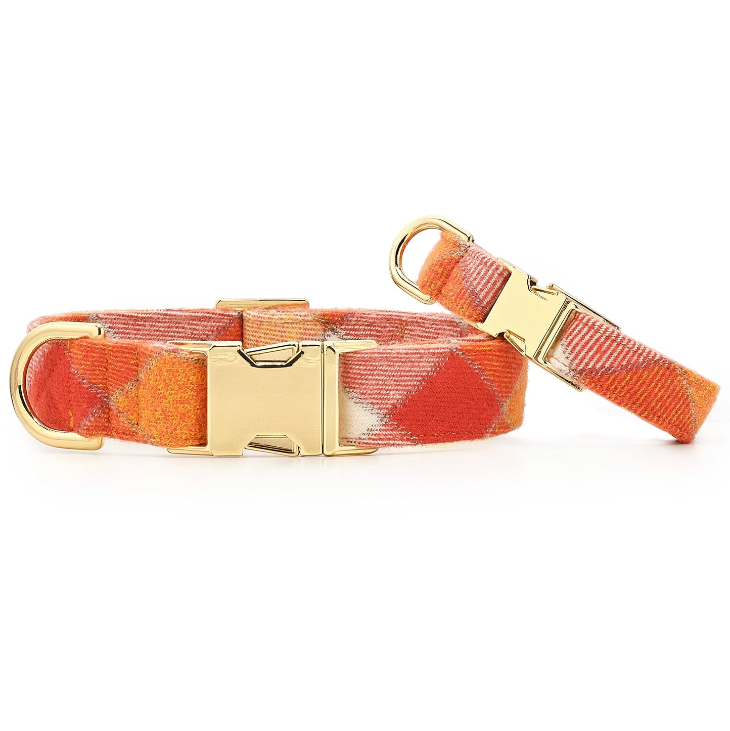 Pumpkin Spice Plaid Flannel Dog Collar by The Foggy Dog