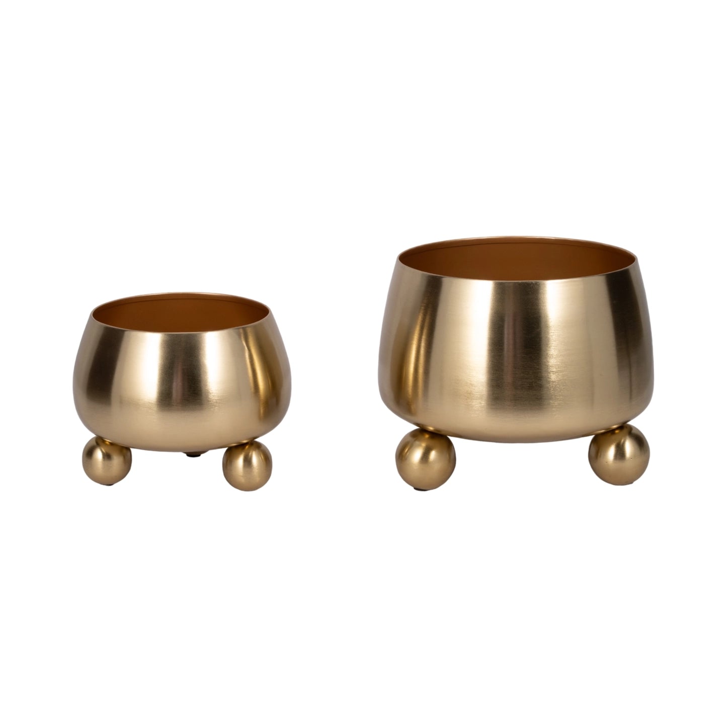 Gold Metal Planter Pot w/ Ball Feet (2 Sizes)