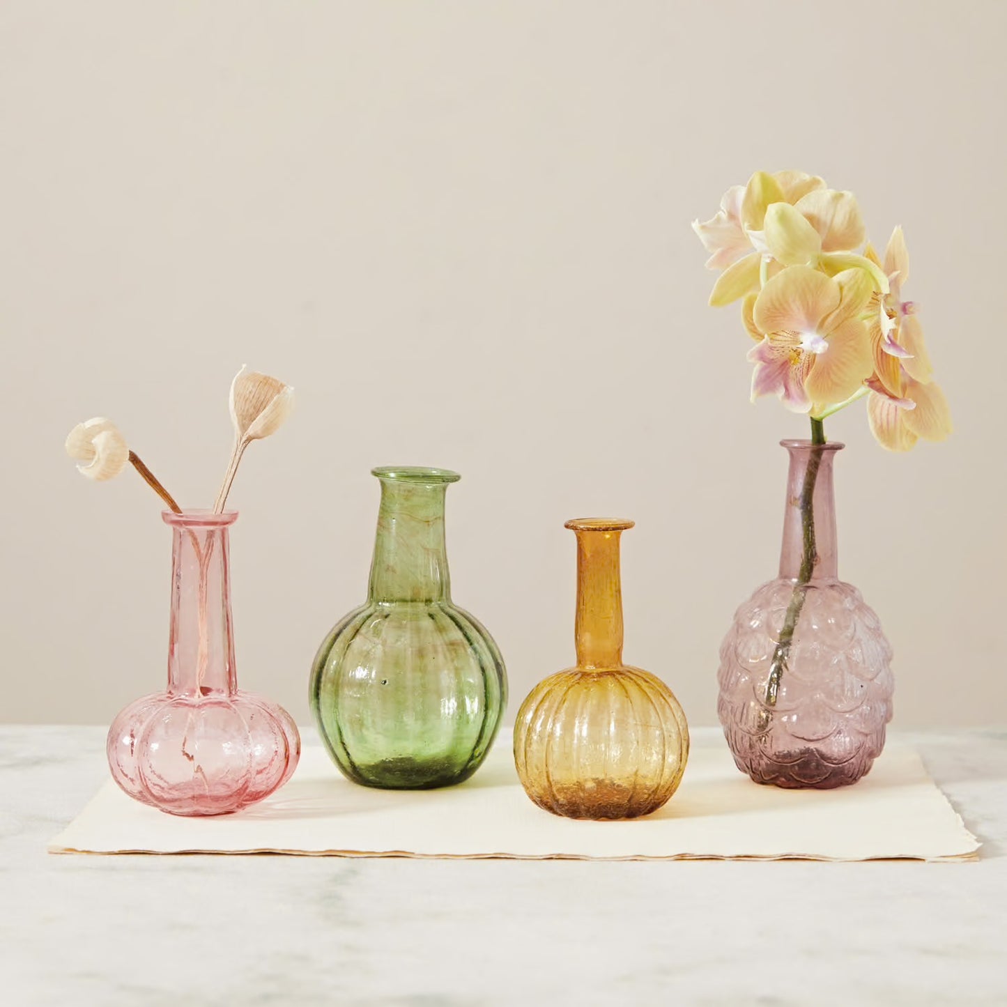 Hand-Blown Recycled Glass Vases (Set of 4)