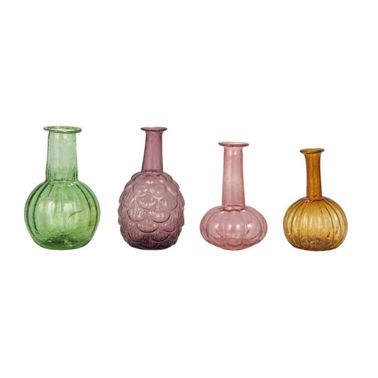 Hand-Blown Recycled Glass Vases (Set of 4)