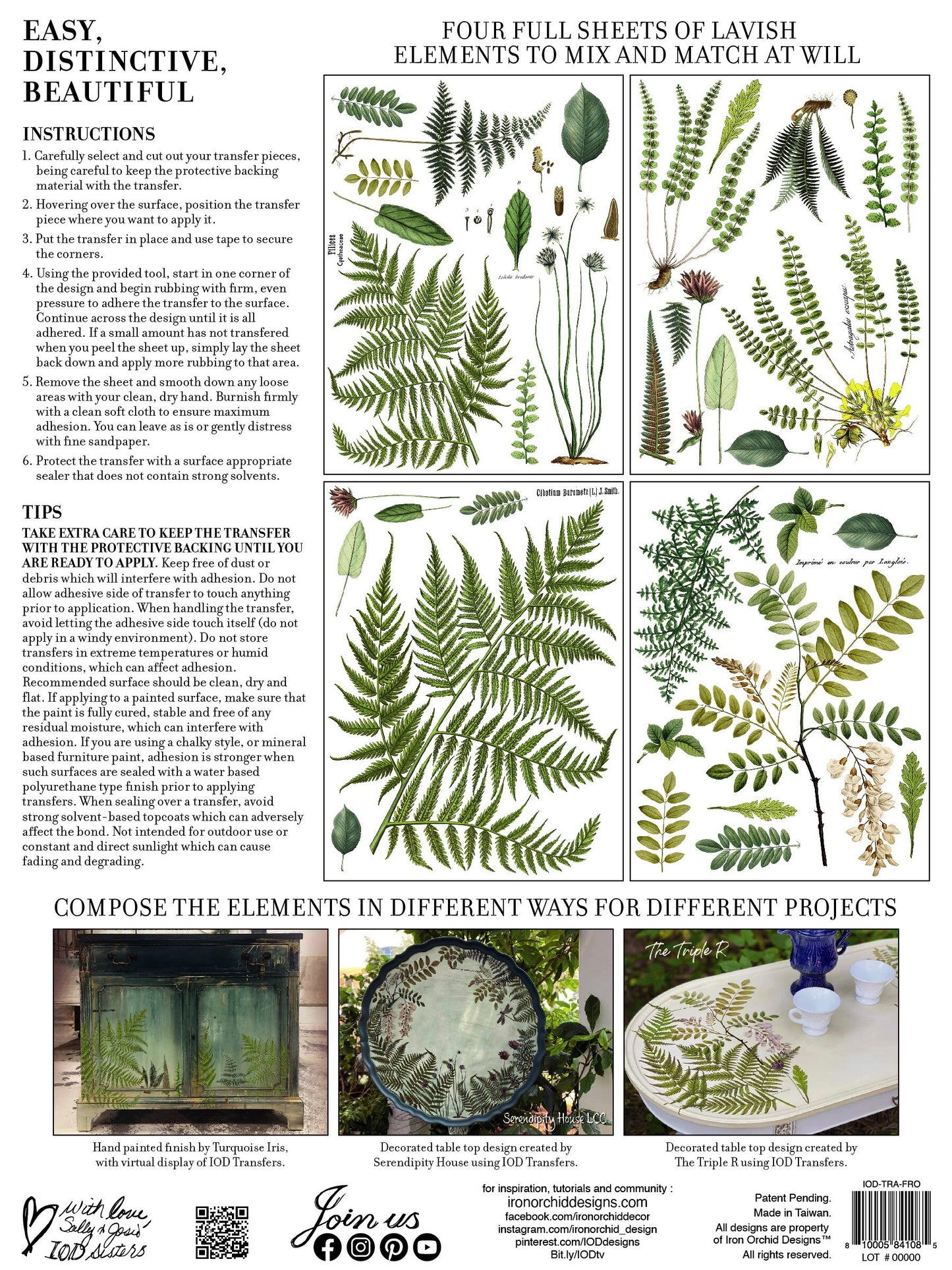 Fronds Botanical IOD Transfer 12x16 Pad by Iron Orchid Designs