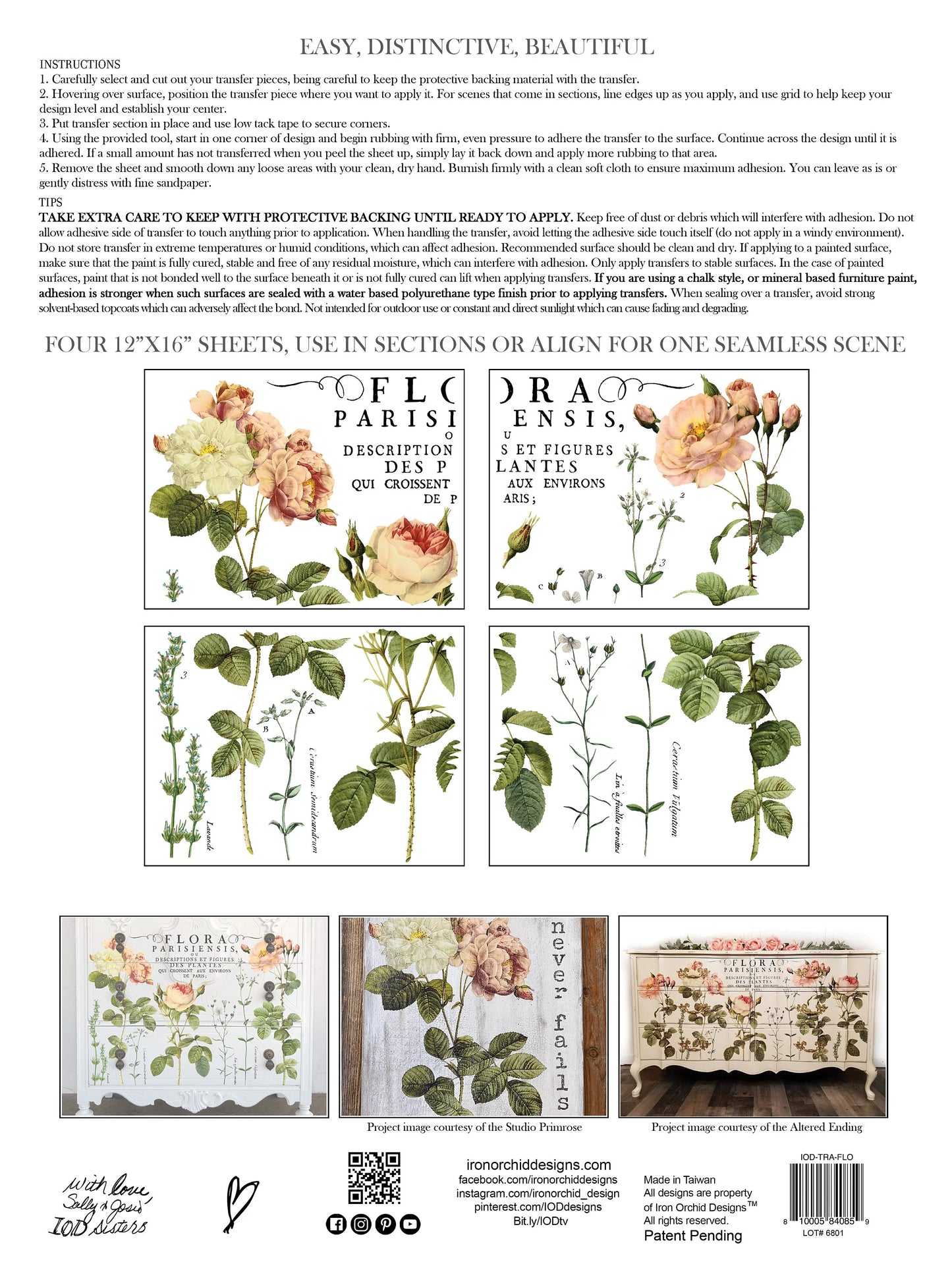 Flora Parisiensis IOD Transfer 12x16 Pad by Iron Orchid Designs