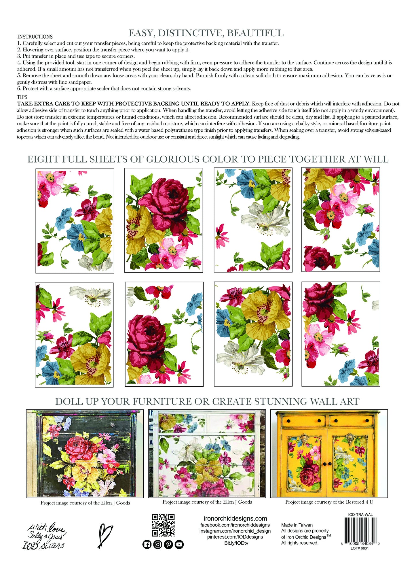 Wall Flower IOD Transfer 12x16 Pad by Iron Orchid Designs