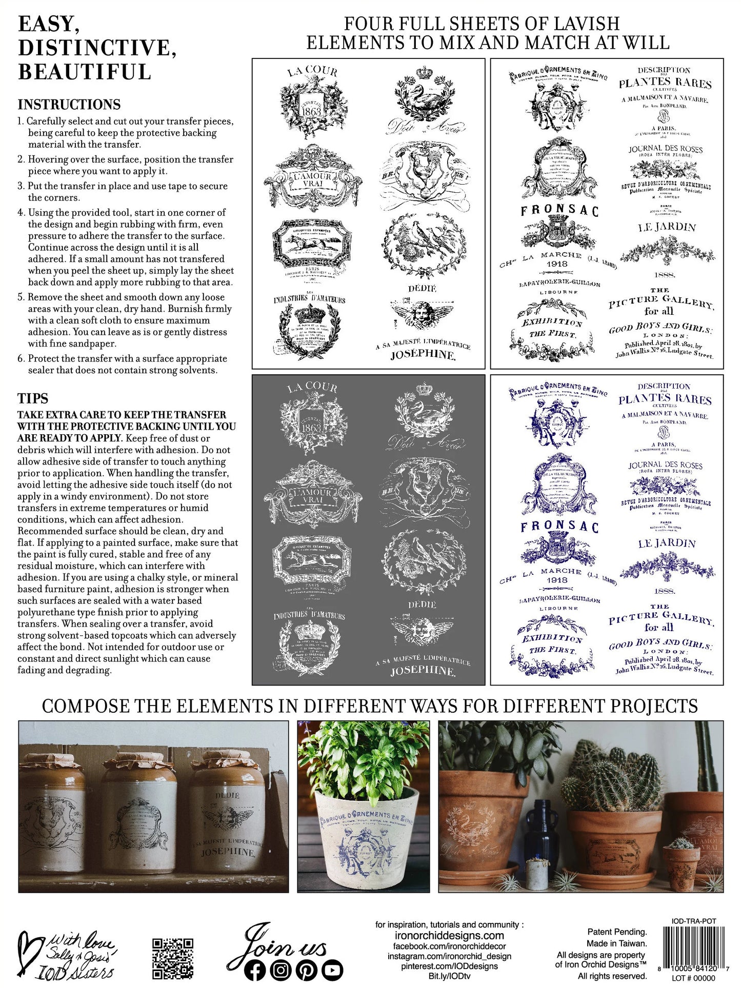 Traditional Pots IOD Transfer 12x16 Pad by Iron Orchid Designs