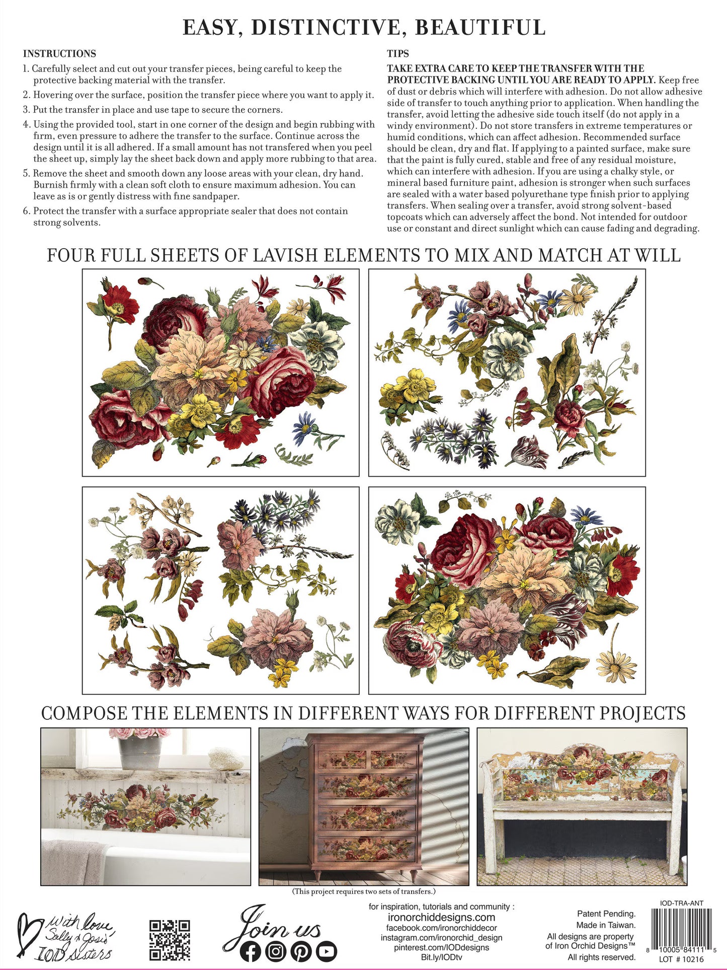 Floral Anthology IOD Transfer 12x16 Pad by Iron Orchid Designs