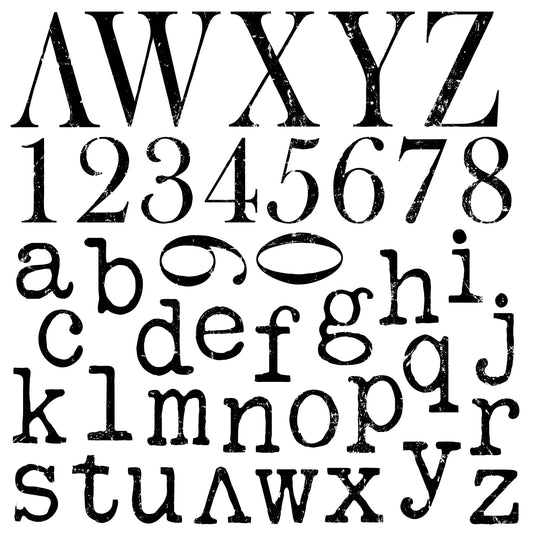 Typesetting 12x12 IOD Decor Stamp by Iron Orchid Designs