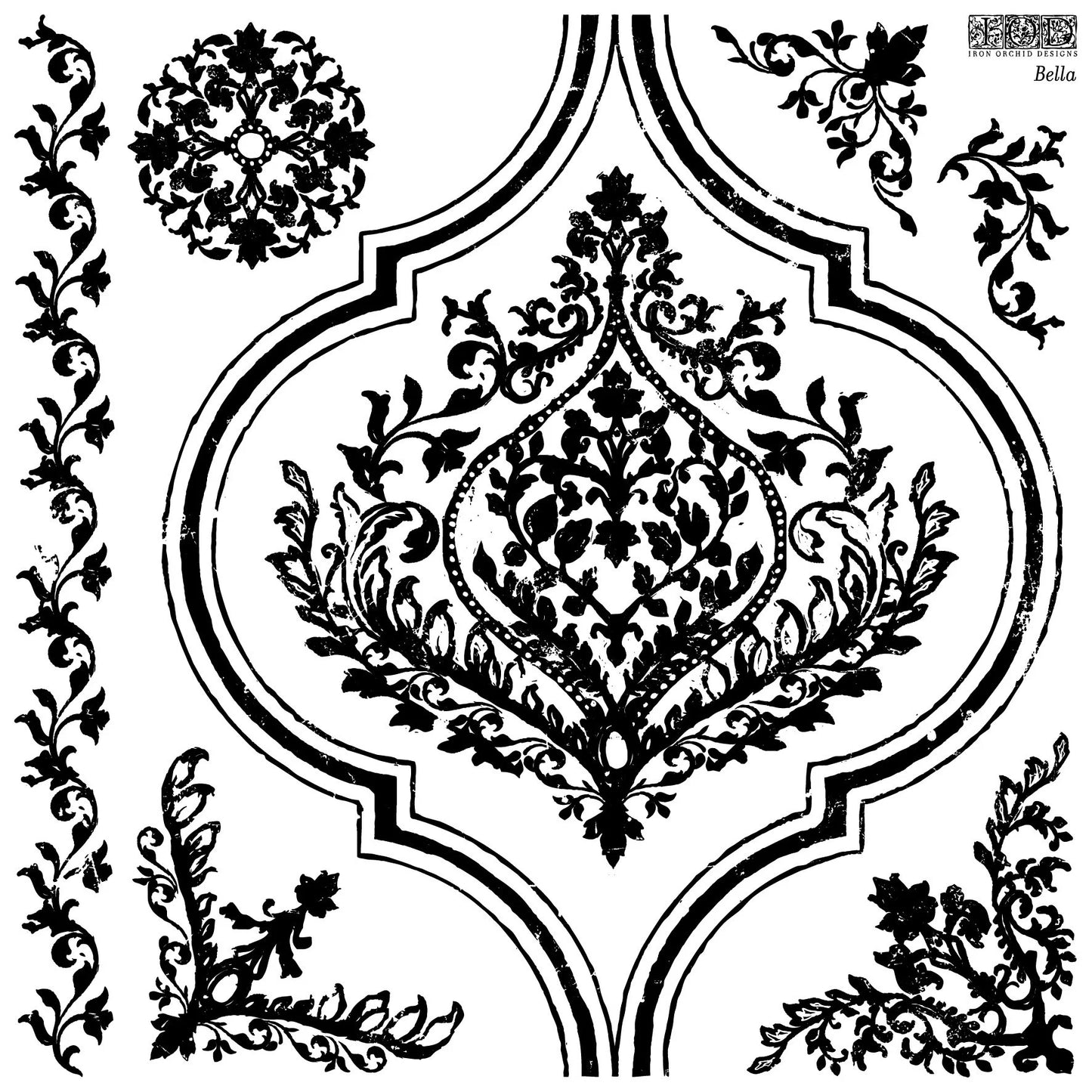 Bella 12x12 IOD Decor Stamp by Iron Orchid Designs (Retired!)