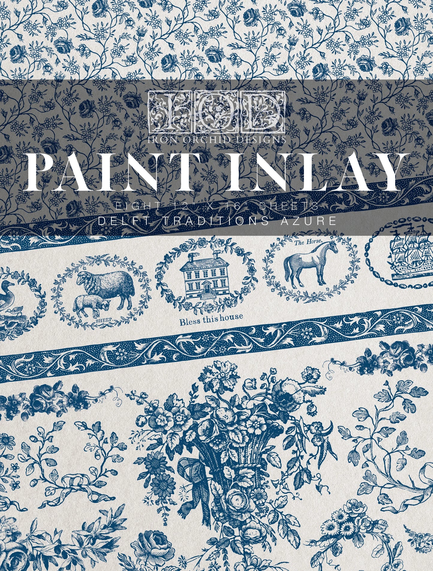Delft Traditions Azure IOD Paint Inlay 12x16 Pad by Iron Orchid Designs