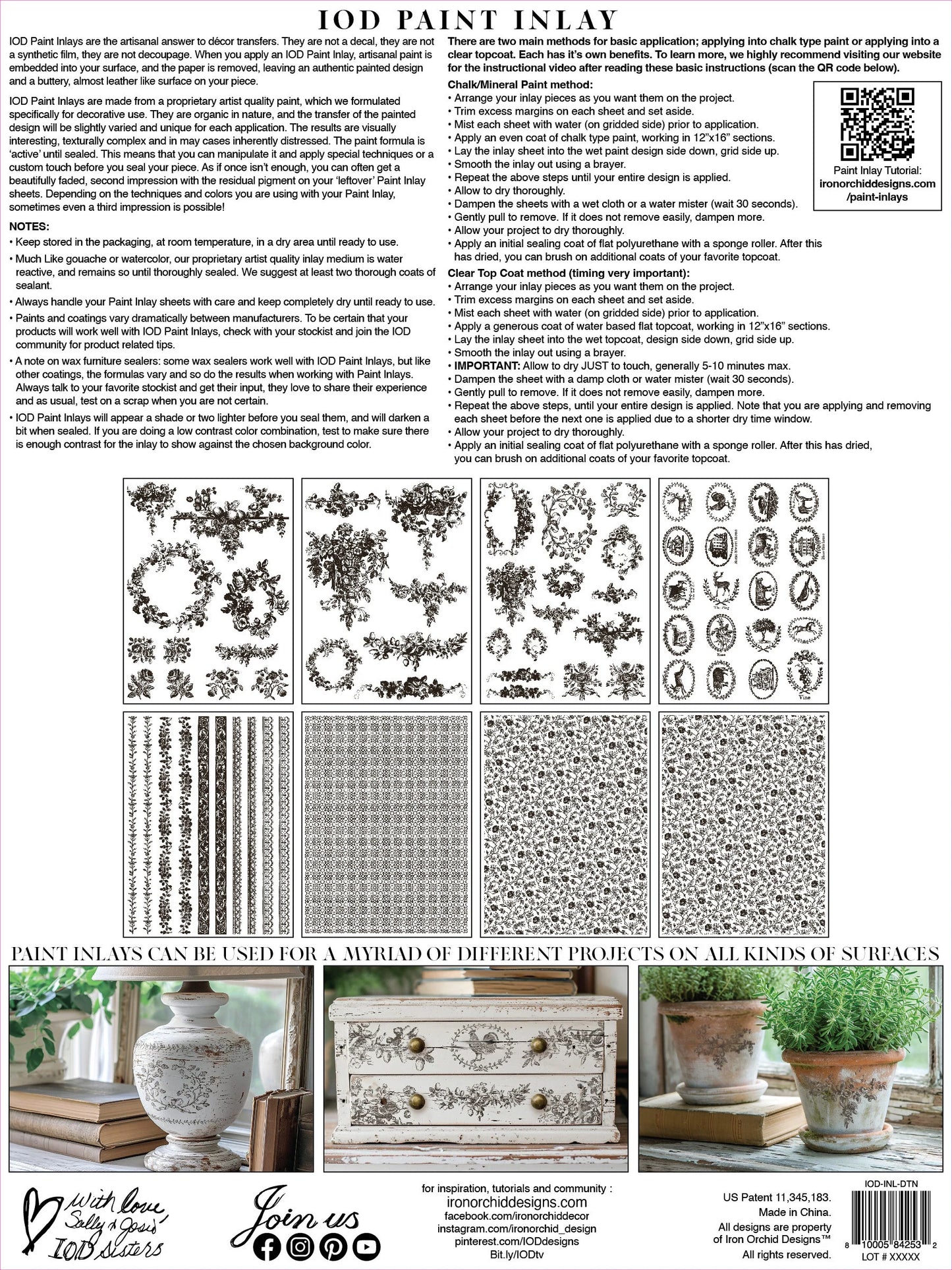 Delft Traditions Noir IOD Paint Inlay 12x16 Pad by Iron Orchid Designs