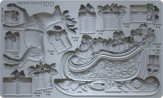 Santa's Sleigh 6x10 IOD Mould by Iron Orchid Designs