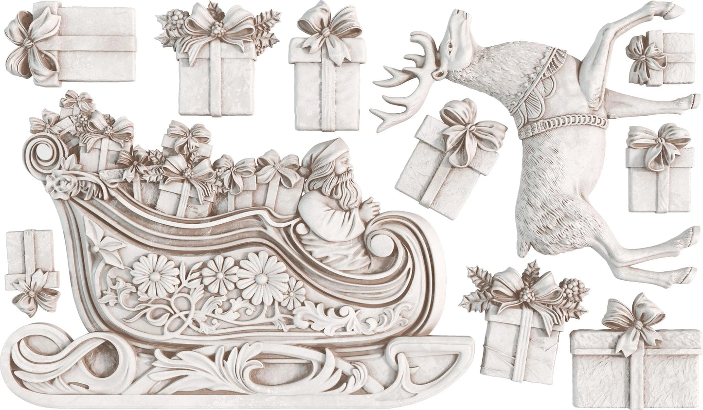 Santa's Sleigh 6x10 IOD Mould by Iron Orchid Designs