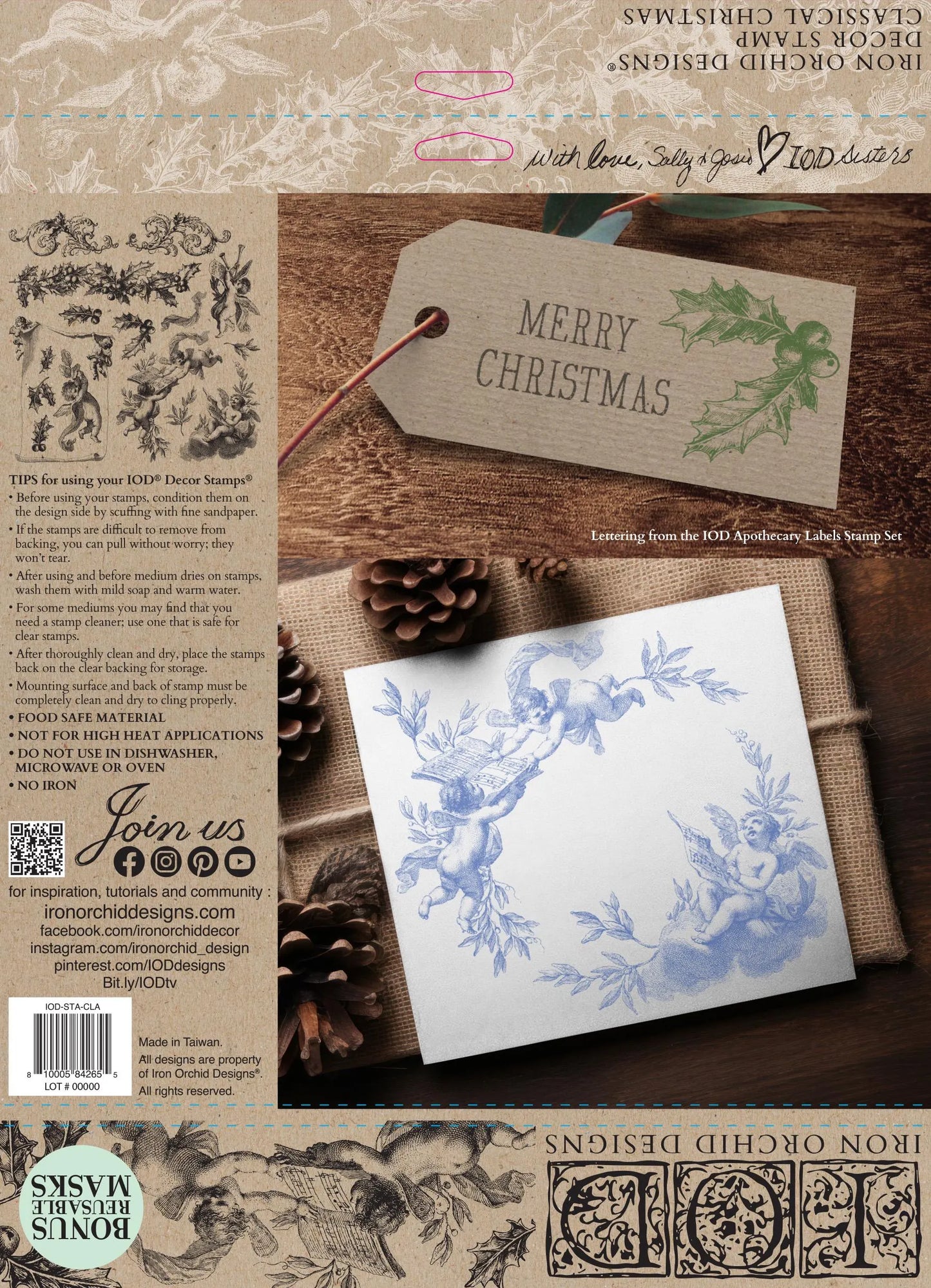 Classical Christmas 12x12 IOD Decor Stamp by Iron Orchid Designs