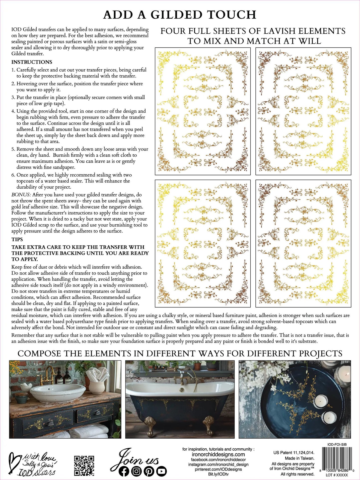 Si Belle IOD Foil Transfer 12x16 Pad by Iron Orchid Designs