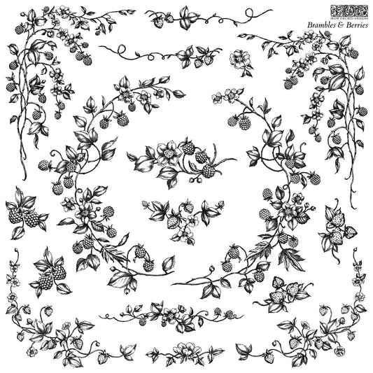 Brambles & Berries 12x12 IOD Decor Stamp by Iron Orchid Designs
