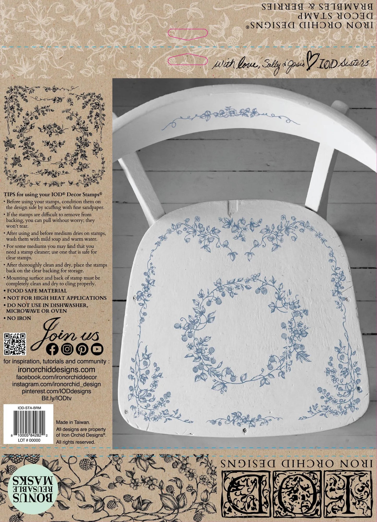 Brambles & Berries 12x12 IOD Decor Stamp by Iron Orchid Designs
