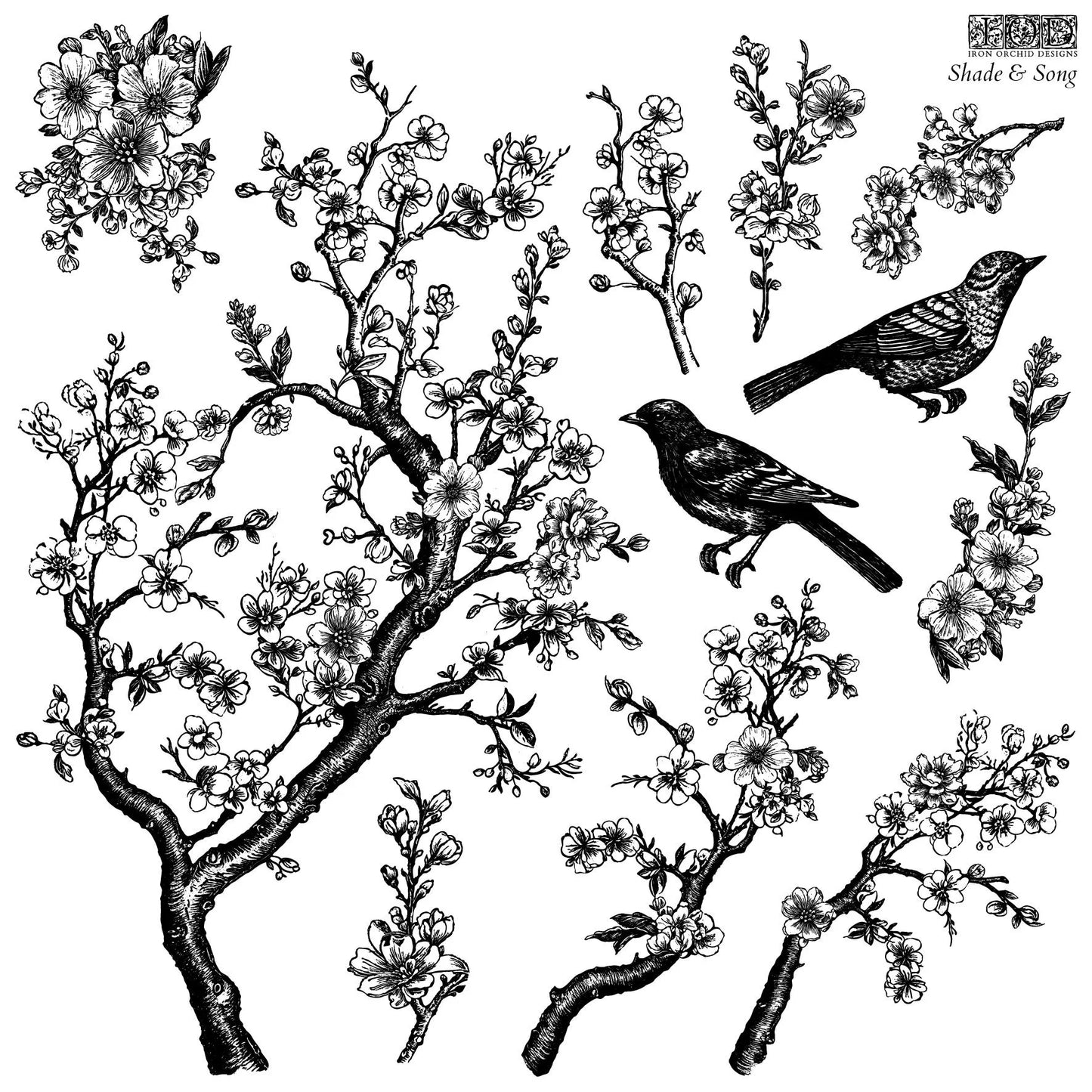 Shade & Song 12x12 IOD Decor Stamp by Iron Orchid Designs