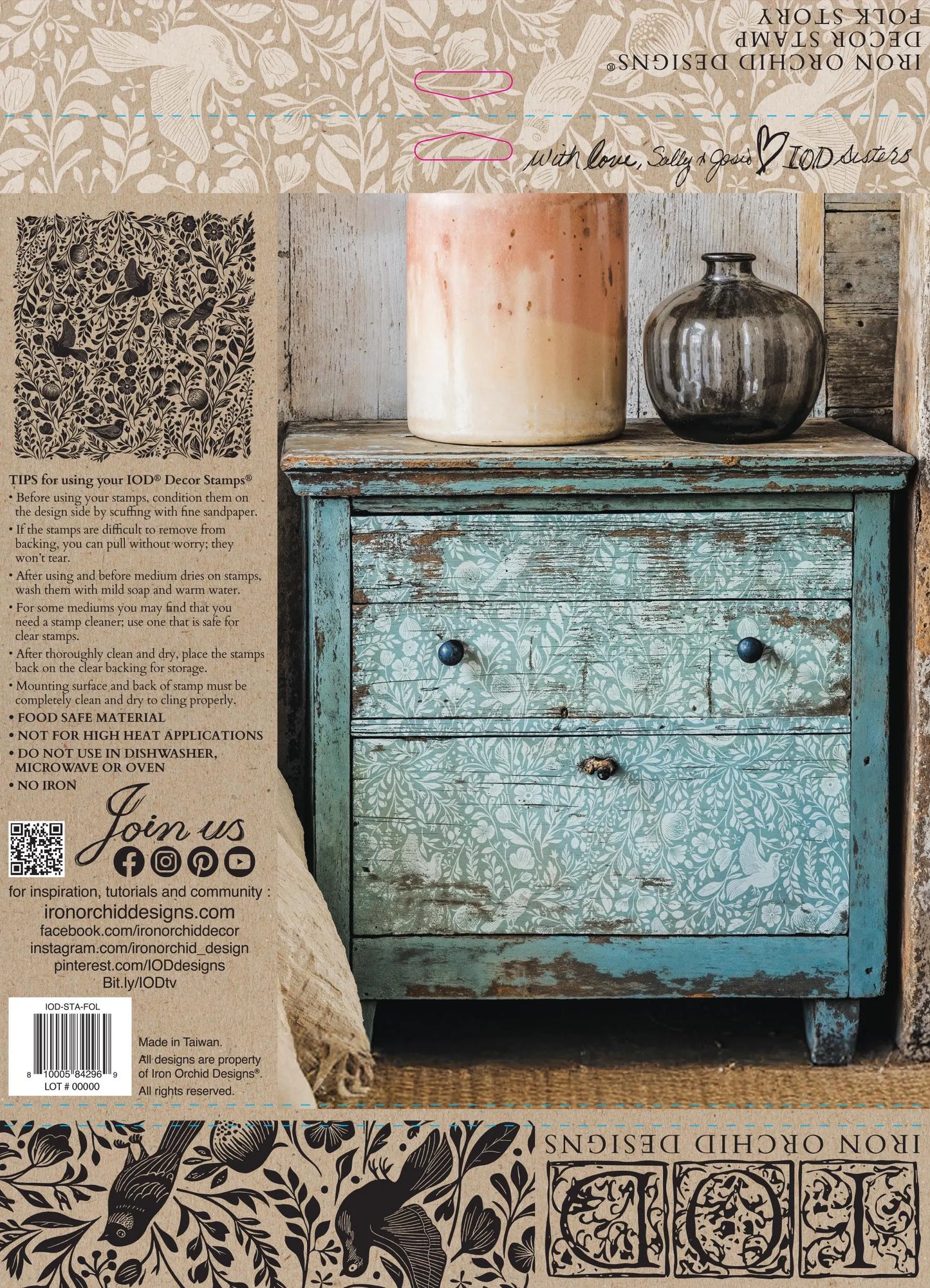 Folk Story 12x12 IOD Decor Stamp by Iron Orchid Designs