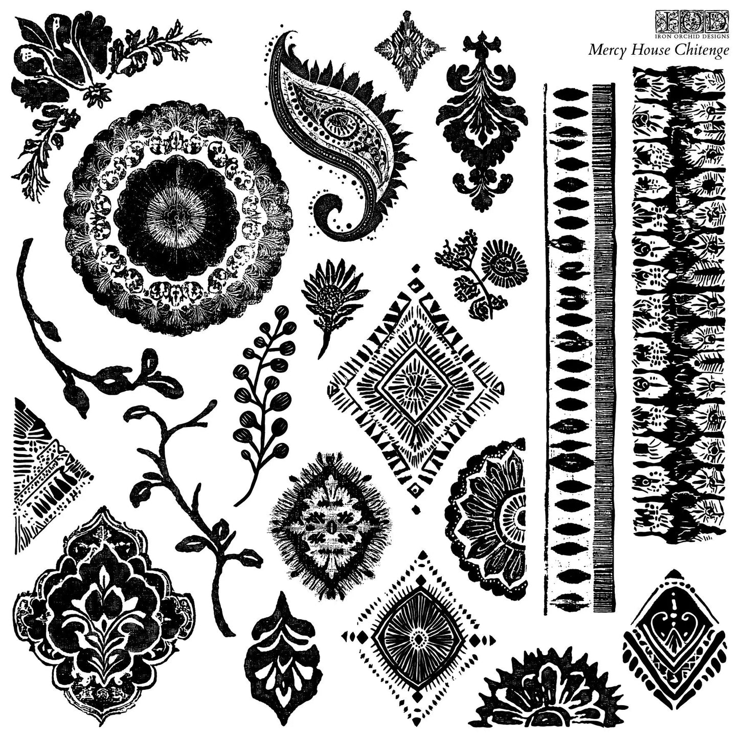 Mercy House Chitenge 12x12 IOD Decor Stamp by Iron Orchid Designs