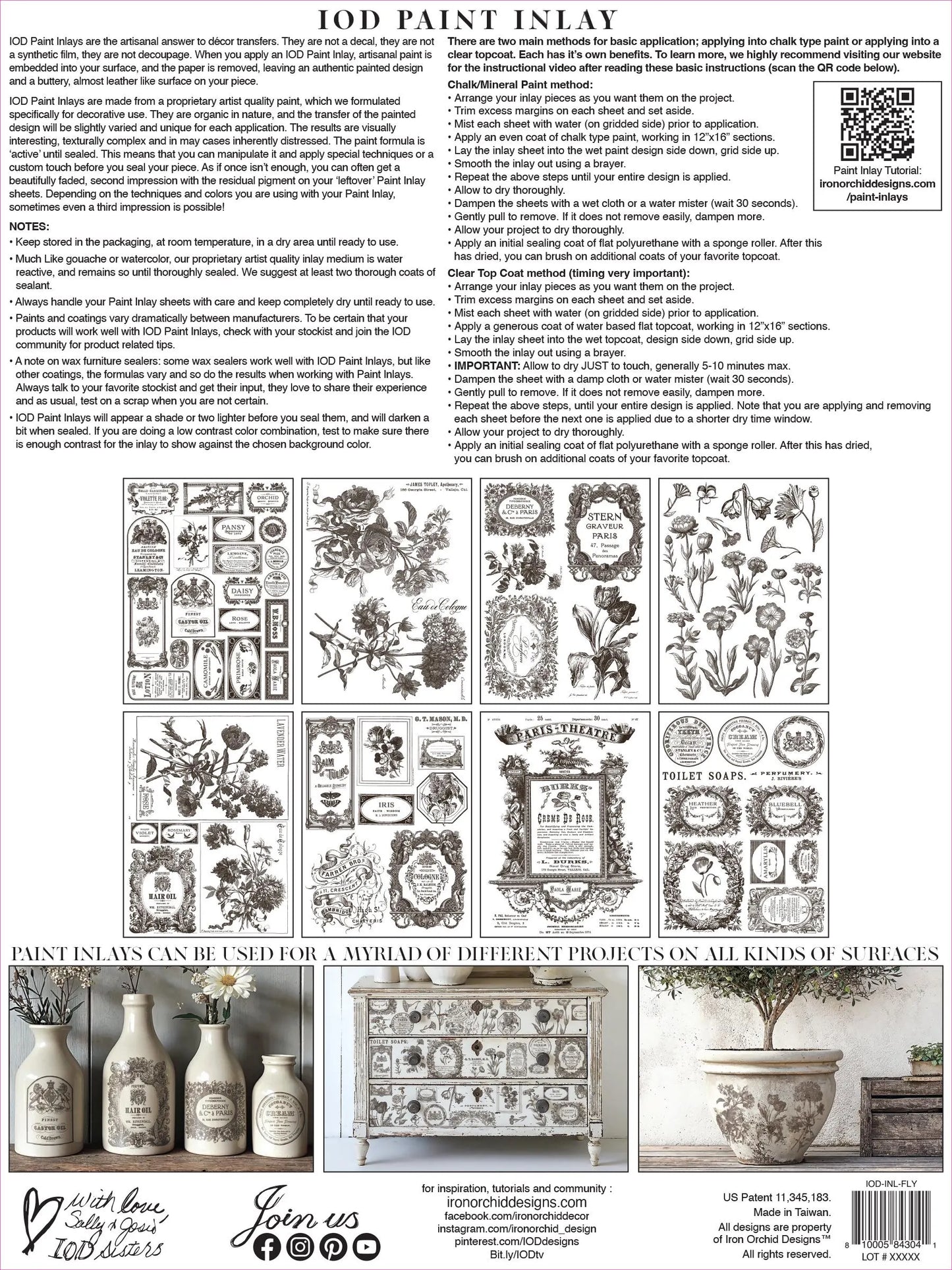 Floriography IOD Paint Inlay 12x16 Pad by Iron Orchid Designs