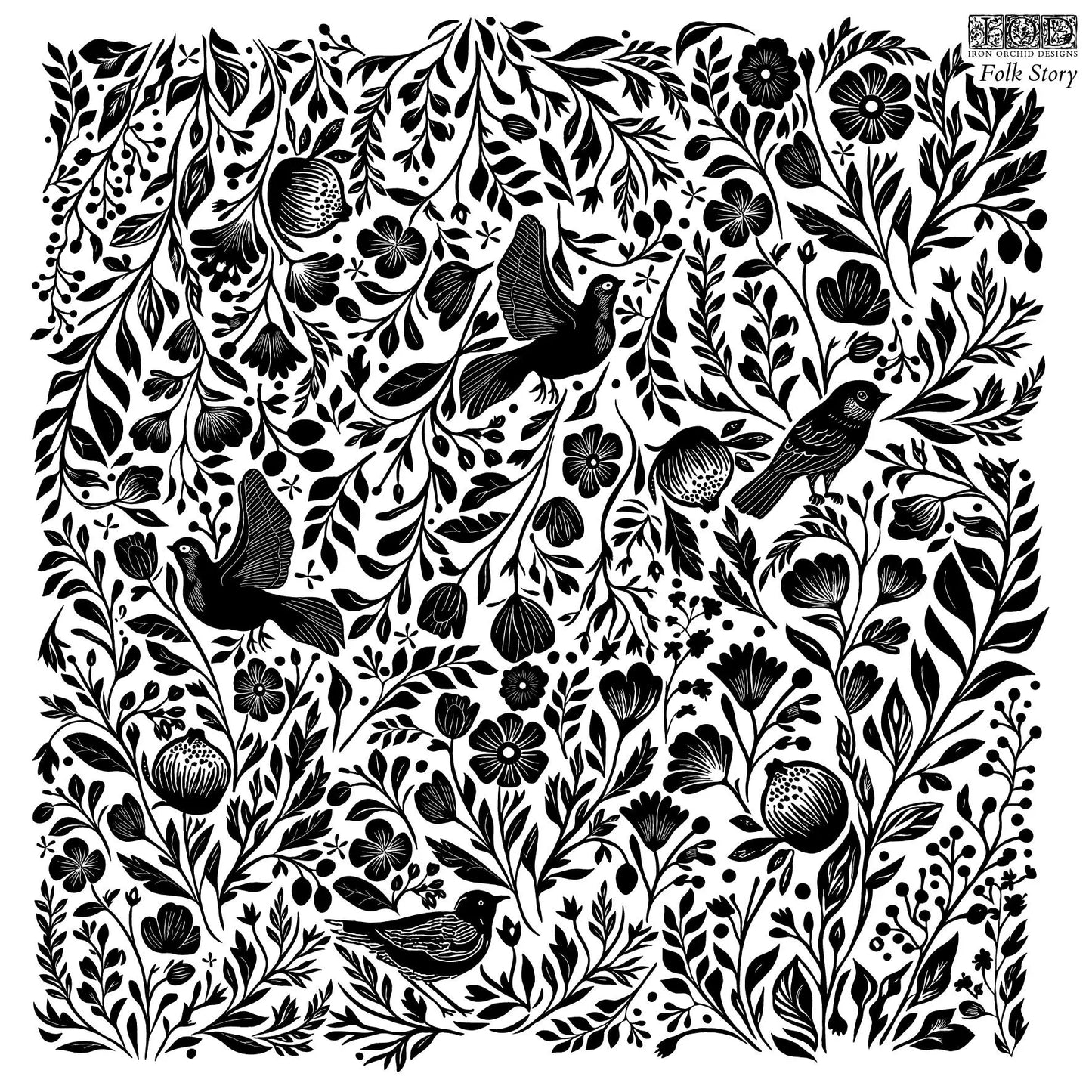Folk Story 12x12 IOD Decor Stamp by Iron Orchid Designs