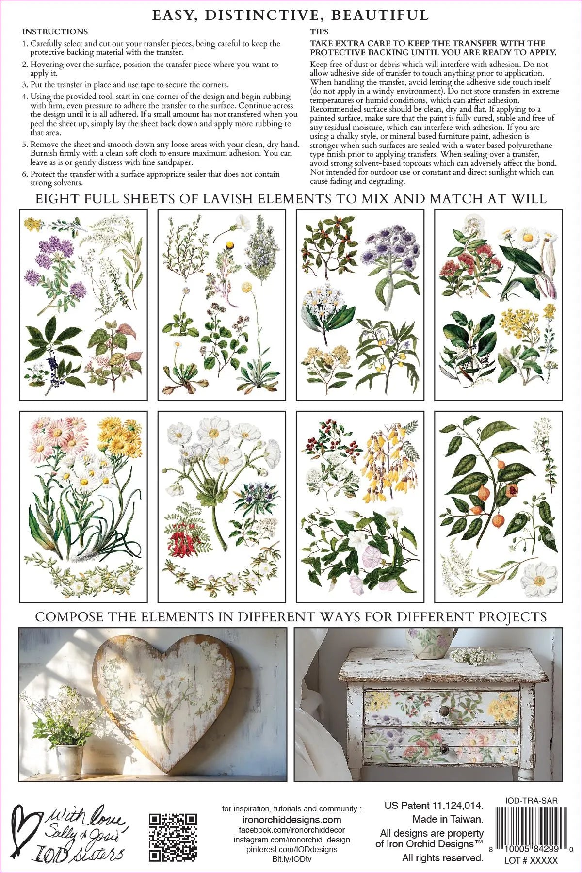 Sarah Featon's Botanicals IOD Transfer 8x12 Pad by Iron Orchid Designs