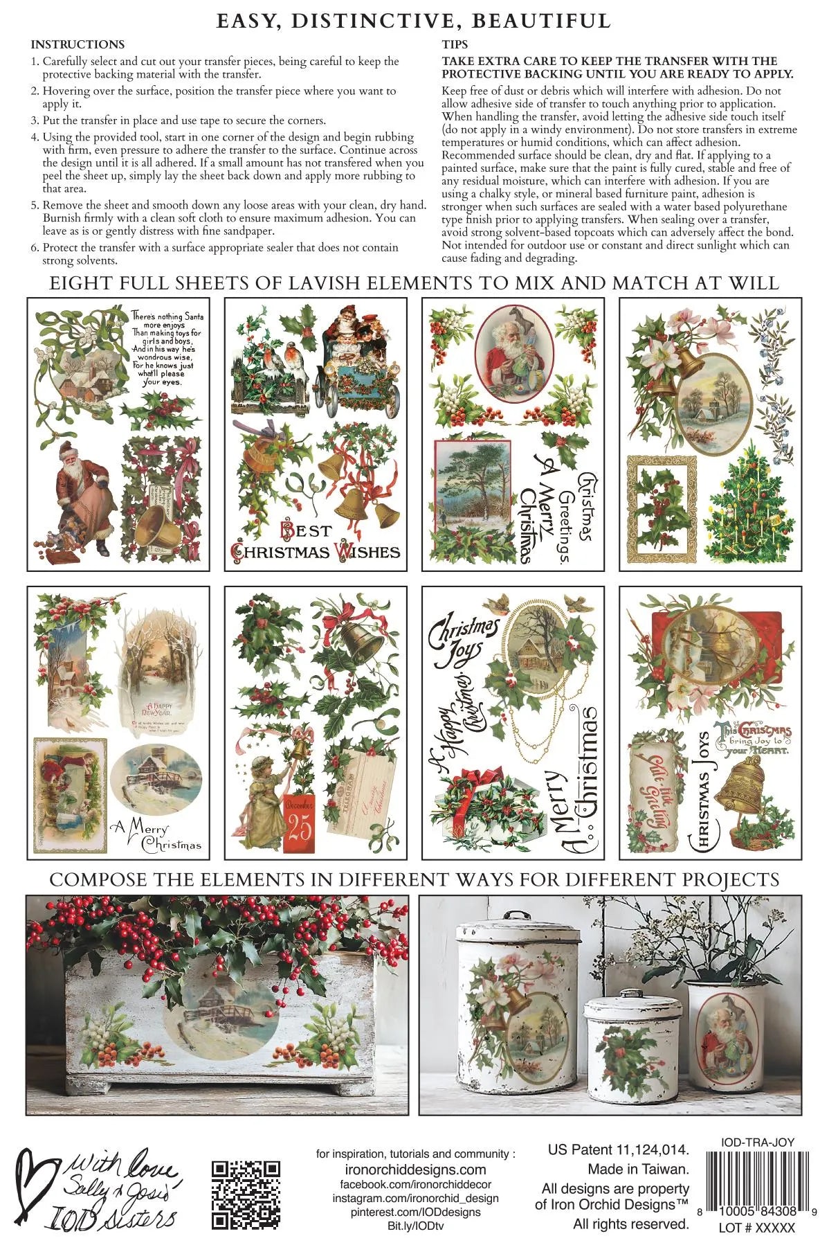 Christmas Joy IOD Transfer 8x12 Pad by Iron Orchid Designs