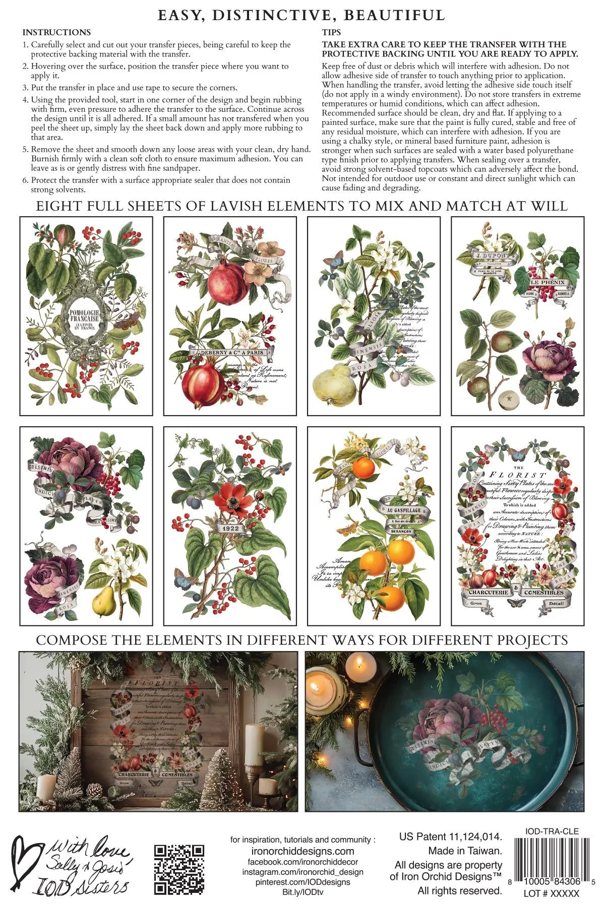 Clementine IOD Transfer 8x12 Pad by Iron Orchid Designs