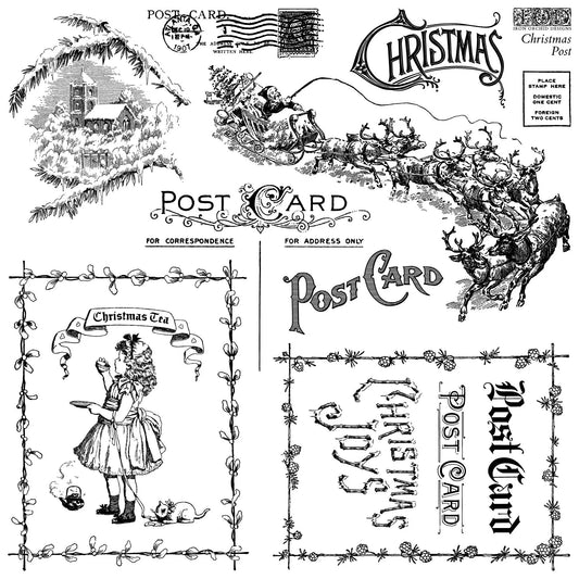 Christmas Post 12x12 IOD Decor Stamp by Iron Orchid Designs