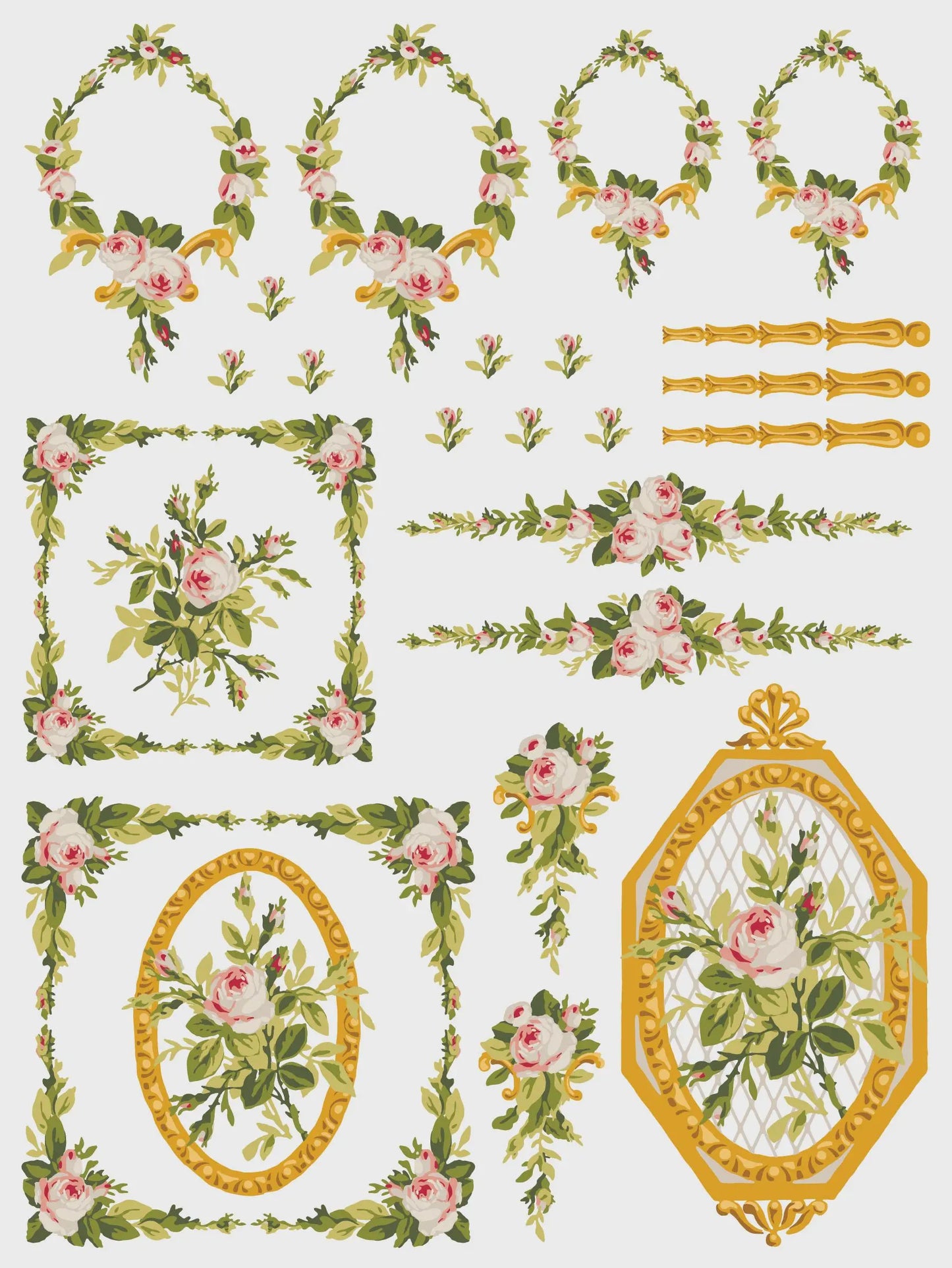 Petite Fleur Pink IOD Paint Inlay 12x16 Pad by Iron Orchid Designs