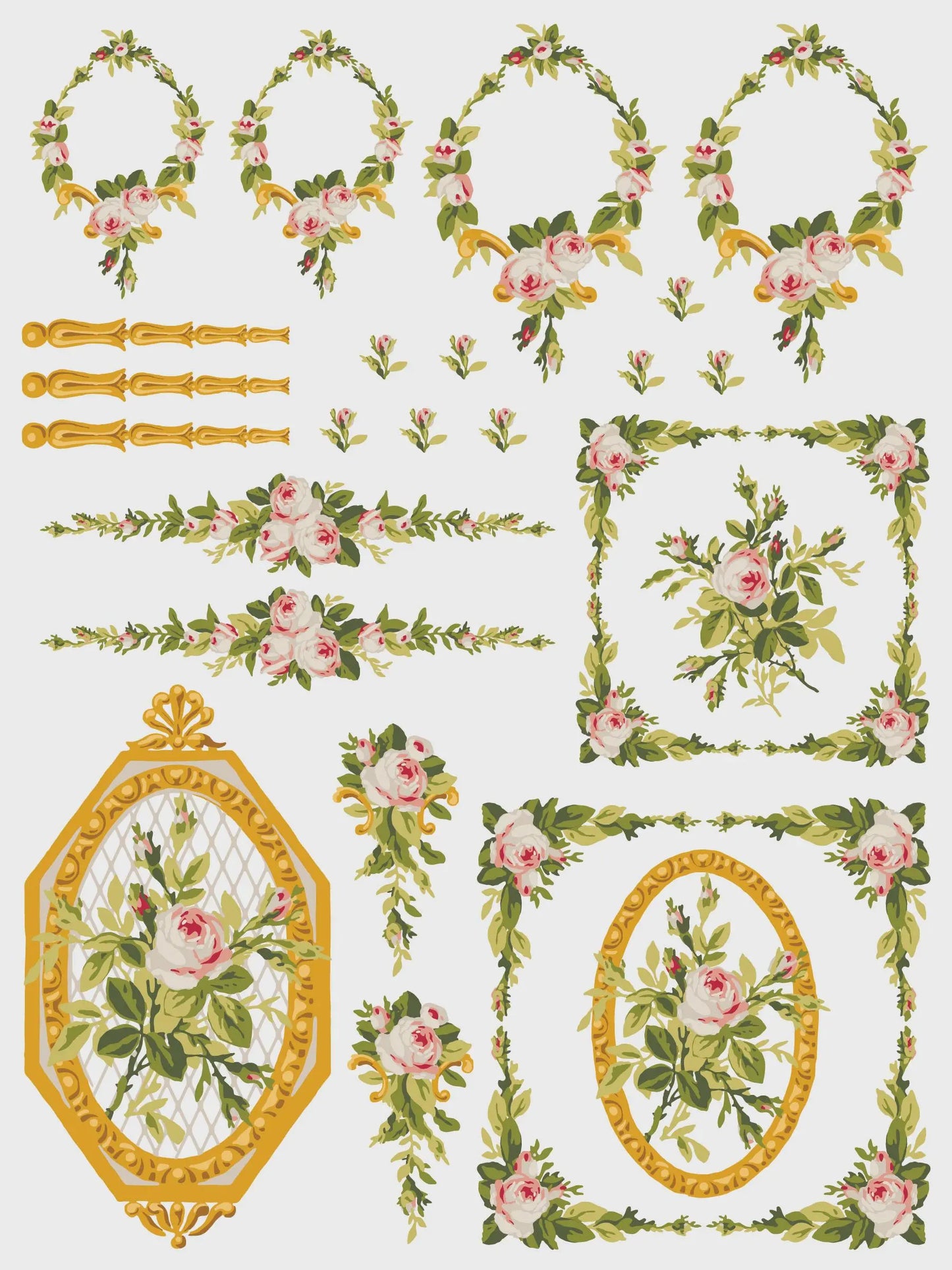 Petite Fleur Pink IOD Paint Inlay 12x16 Pad by Iron Orchid Designs