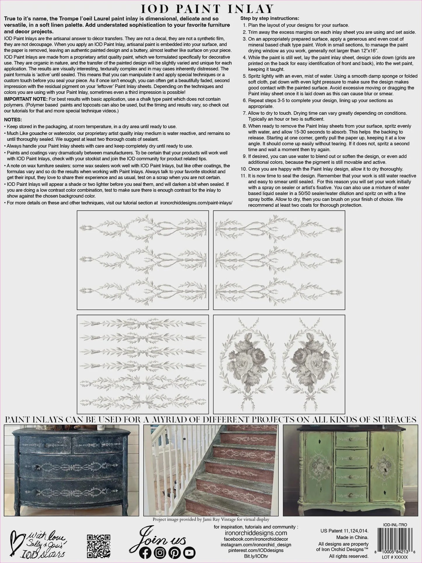 Trompe l'oeil Laurel IOD Paint Inlay 12x16 Pad by Iron Orchid Designs