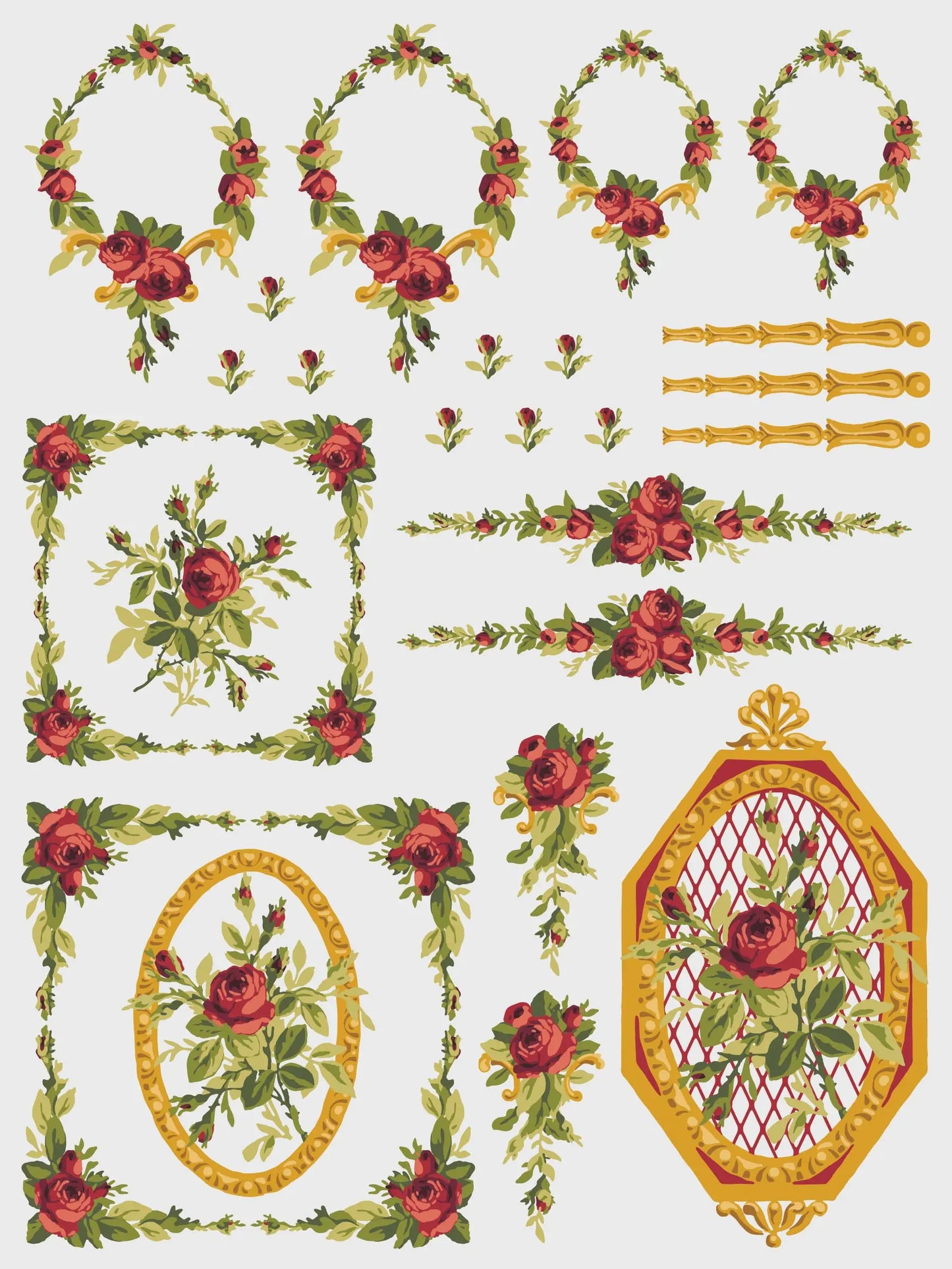 Petite Fleur Red IOD Paint Inlay 12x16 Pad by Iron Orchid Designs