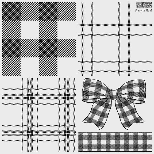 Pretty In Plaid 12x12 IOD Decor Stamp by Iron Orchid Designs (Retired!)