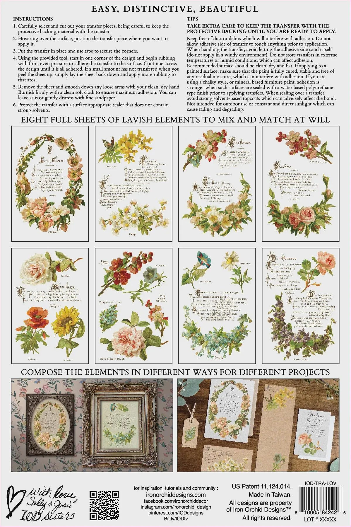 Lover of Flowers IOD Transfer 8x12 Pad by Iron Orchid Design