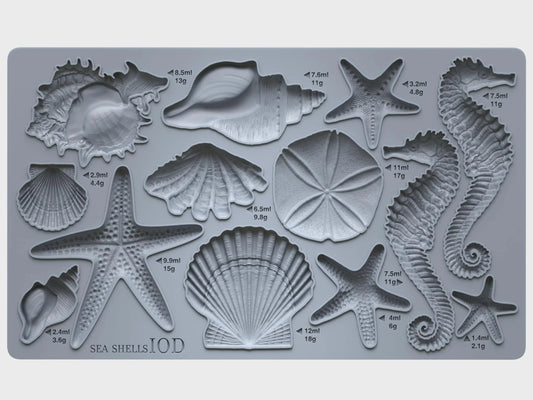 Sea Shells 6x10 IOD Mould by Iron Orchid Designs